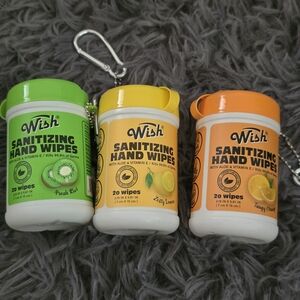 Wish Sanitizing Hand Wipes - Green, Yellow & Orange (20 Wipes Each)
